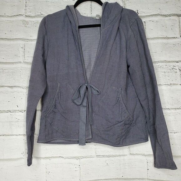 J. Jill Tie Front Cardigan Sweater Jacket Coat  Pockets Gray Size S Hemp Blend - Picture 1 of 9